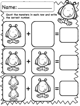 FREE Adding within 5 Worksheet - Monster Edition - No Prep! | TpT