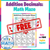 FREE - Addition Decimals: Math Maze