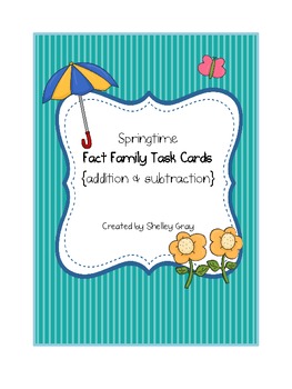 Preview of FREE Addition and Subtraction Fact Family Task Cards 