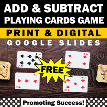 Preview of FREE Addition and Subtraction Game Deck Playing Cards Game Google Slides