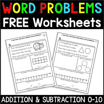 Preview of FREE Addition and Subtraction Word Problems within 10