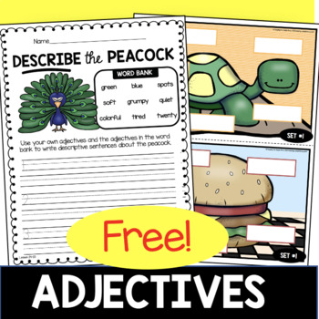Preview of FREE Adjective Worksheets and Activities - Grammar for First and Second Grade