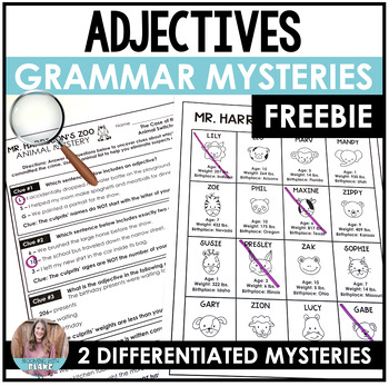 Preview of FREE Adjectives Activity - Differentiated Grammar Mysteries - 2nd, 3rd, 4th, 5th