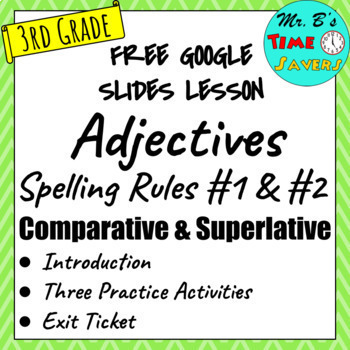 Preview of FREE Adjectives Comparative & Superlative Grammar Google Slides Lesson Part 1