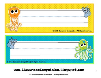 free adorable ocean name plates by classroom compulsion tpt