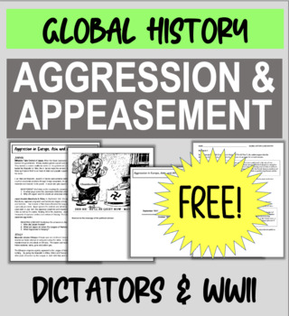 Preview of FREE! Aggression & Appeasement - WWII. Reading, PowerPoint, Timeline, DBQ