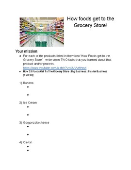 Preview of FREE - Agriculture/Food Systems - How Foods get to the Grocery Store movie guide