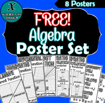 Preview of FREE - Algebra Poster Set - Word Wall