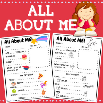 FREE All About Me Activity Worksheet, All About Me Paper / Poster by ...