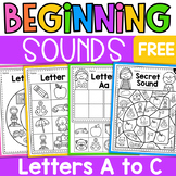 FREE Alphabet Beginning Sounds Worksheets - Letters A to C