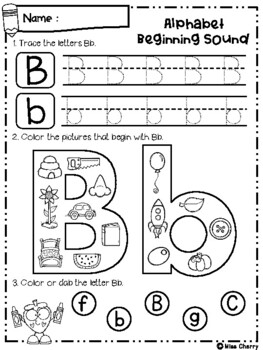 FREE Alphabet Beginning Sounds Worksheets (Set 2) by Miss Cherry