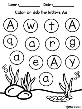 FREE Alphabet Letter Recognition (Ocean Themed) by Miss Cherry | TPT