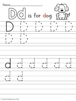 FREE Alphabet Letter Writing Worksheet by Teacher Purple Resources