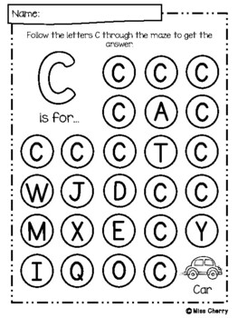 FREE Alphabet: Maze A-Z Worksheets (Beginning Sounds) by Miss Cherry