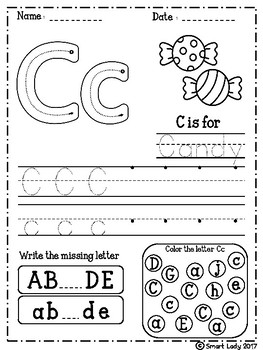 FREE Alphabet Trace and Color by Smart Lady | Teachers Pay Teachers