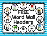 FREE Alphabet Word Wall Headers w/ Pictures  (Black & Whit