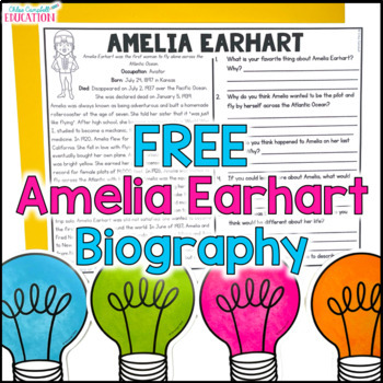 Preview of FREE Amelia Earhart Biography - Famous Inventors Reading Comprehension Text