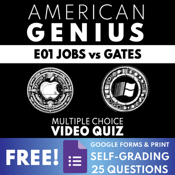 Preview of FREE! American Genius E01 Jobs vs. Gates | Digital Self-Grading Quiz & Print