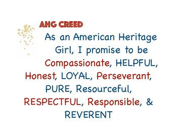 Preview of FREE American Heritage Girls Oath and Creed Posters