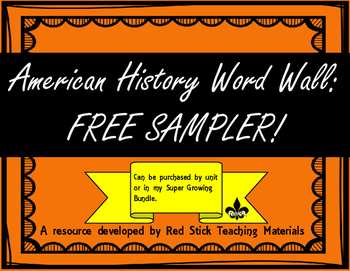 Preview of FREE American History Word Wall Sampler
