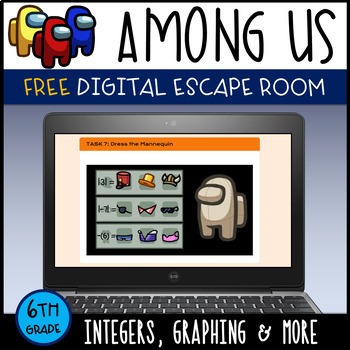 Preview of FREE Among Us Escape Room - Integers Graphing