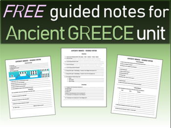 Preview of FREE! Ancient Greece Unit Structured Notes (6 pages)