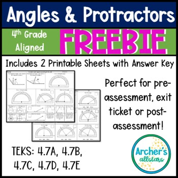 Preview of FREE Angles and Protractor Exit Ticket Assessment 4.7A,B,C,D, and E