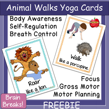 Preview of FREE Animal-Themed Yoga Cards: Self-Regulation, Brain Breaks, Gross Motor