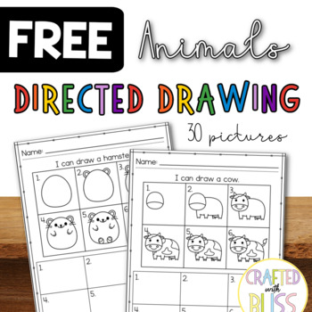 Preview of FREE Animals Directed Drawing Worksheet Phonics Printable