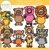 FREE School Animals with Magnifying Glasses Clip Art