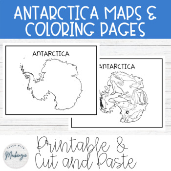 Preview of FREE Antarctica Maps and Coloring Sheets | Black and White | Printable