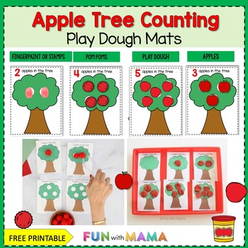 Apple Counting Playdough Mats (Printable Fall Activity) - Nurtured