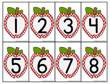 free apple math number cards for sequencing matching memory comparing