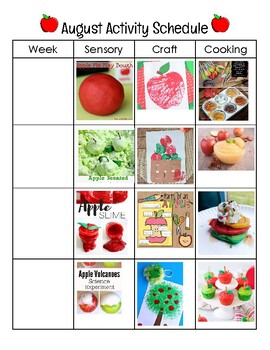 Preview of FREE Apple Themed Activity Schedule for August/September