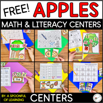 Preview of FREE Apples Math and Literacy Centers! Aligned to the CC