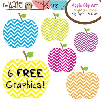 Preview of FREE Apples Set: Clip Art Graphics for Teachers {Bright Chevrons}