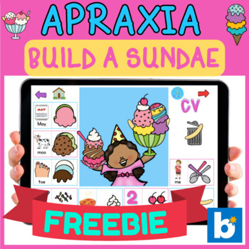 Preview of FREE Apraxia GAME Build a Sundae/ Summer Ice Cream/ Speech Therapy