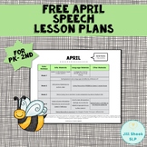 FREE April Speech Lesson Plans PK-2nd