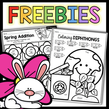 Preview of FREE April worksheets for first grade - addition - phonics - Earth Day - Easter