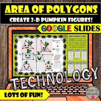 Preview of FREE Area of Polygons in Coordinate Plane Halloween Activity DISTANCE LEARNING