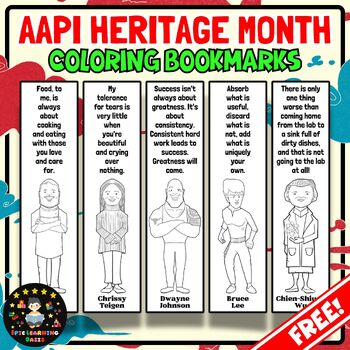 Preview of FREE Asian Pacific American Heritage Month Coloring Bookmarks