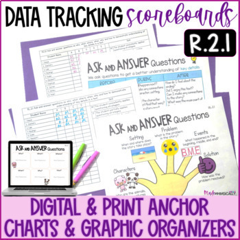 Preview of FREE Ask & Answer Questions Digital Graphic Organizer Data Tracking RI2.1 RL2.1