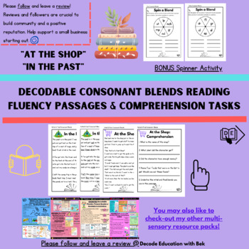 Preview of FREE Consonant Blends CCVC, CVCC Comprehension Passages (x2) & Spinner Activity