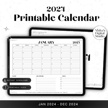 Preview of FREE 2024 Printable Desk Calendar