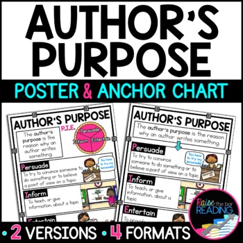 Preview of FREE Author's Purpose Writing Poster & Author's Purpose Anchor Chart