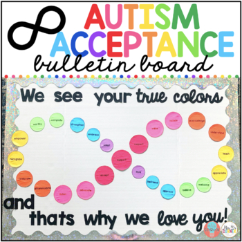 Preview of FREE Autism Awareness Rainbow Infinity Bulletin Board Display