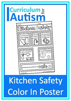 Preview of Kitchen Safety Color In Poster Autism Life Skills Special Education