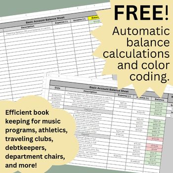 Preview of FREE Automated Bookkeeping Spreadsheet for Program Directors/Educators