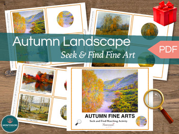 Preview of Autumn Landscape Impressionism Seek & Find Fine Art Cards, Preschool Matching