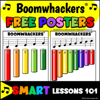 Preview of FREE BOOMWHACKERS® NOTE POSTERS Music Note Posters Music Decor Bulletin Board